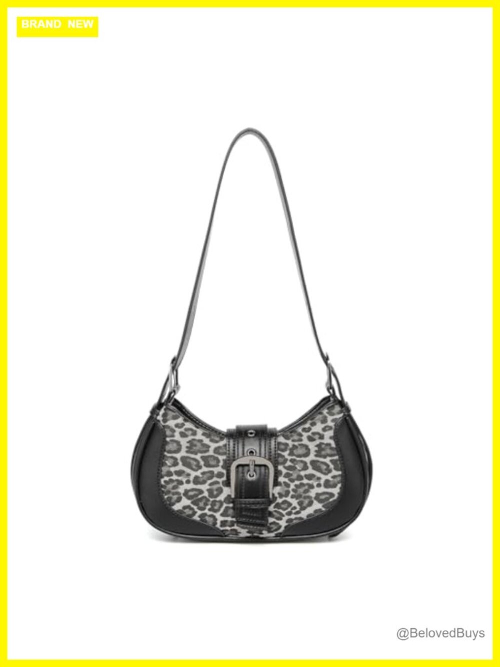 Y2K Leopard Print Crescent Crossbody Bag for Women Vegan Leather Adjustable